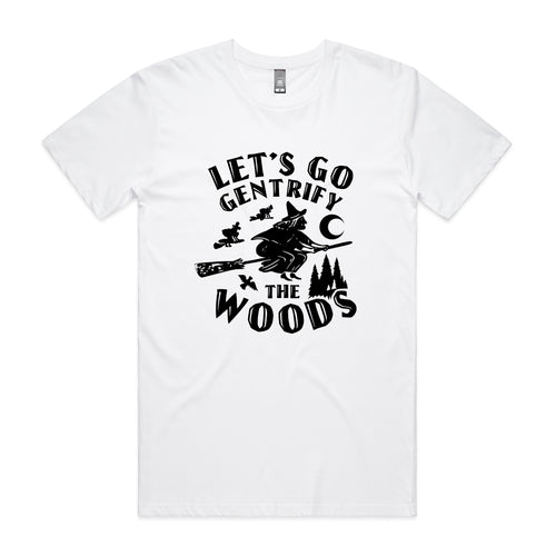 Gentrify The Woods Tee by Lonely Kids Club. All clothing from our T-shirts to our shorts and hoodies are ethically made, and printed packed and shipped from Sydney.
