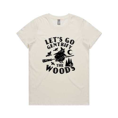 Gentrify The Woods Tee by Lonely Kids Club. All clothing from our T-shirts to our shorts and hoodies are ethically made, and printed packed and shipped from Sydney.