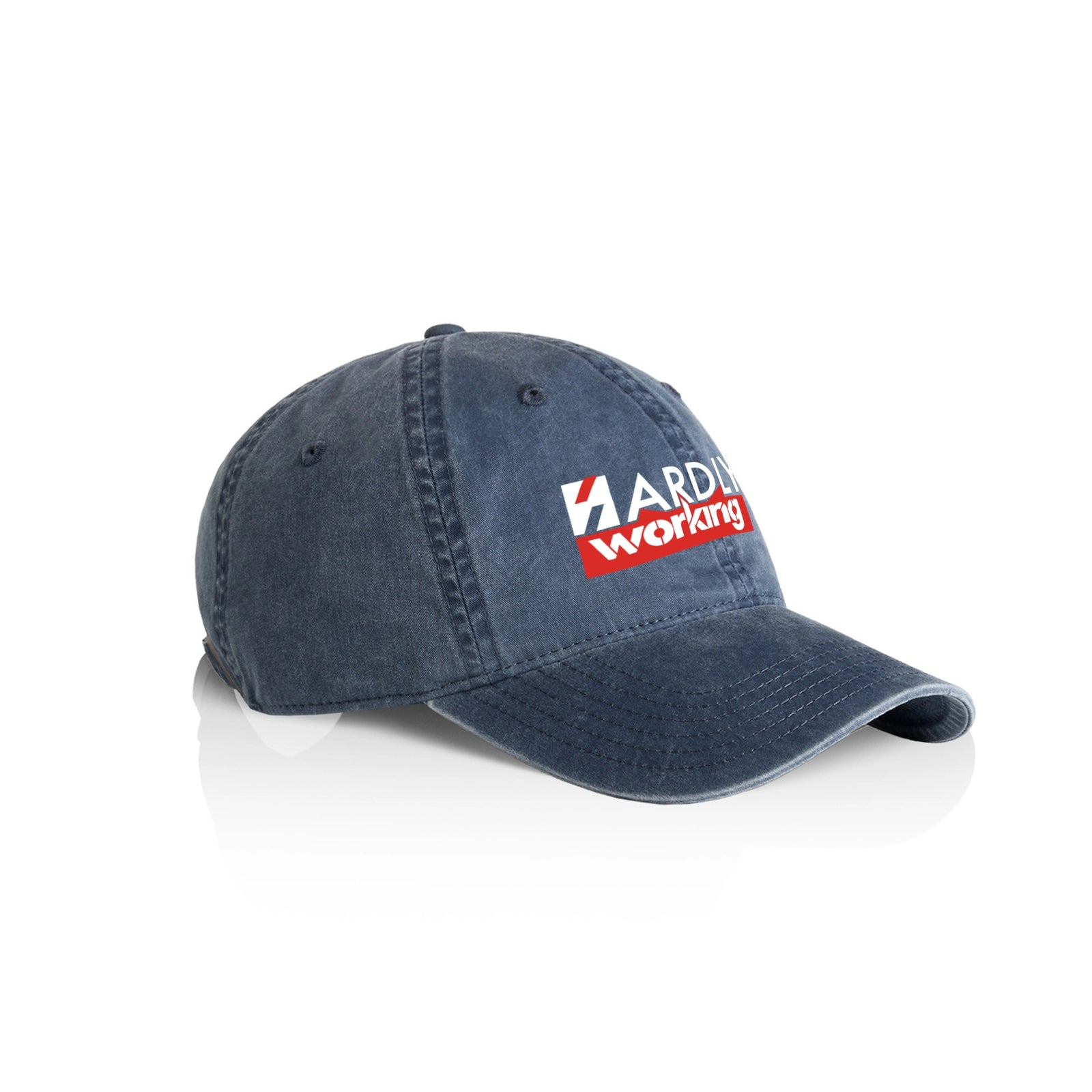 Denim classic cap with Hardly Working Hat graphic by Lonely Kids Club