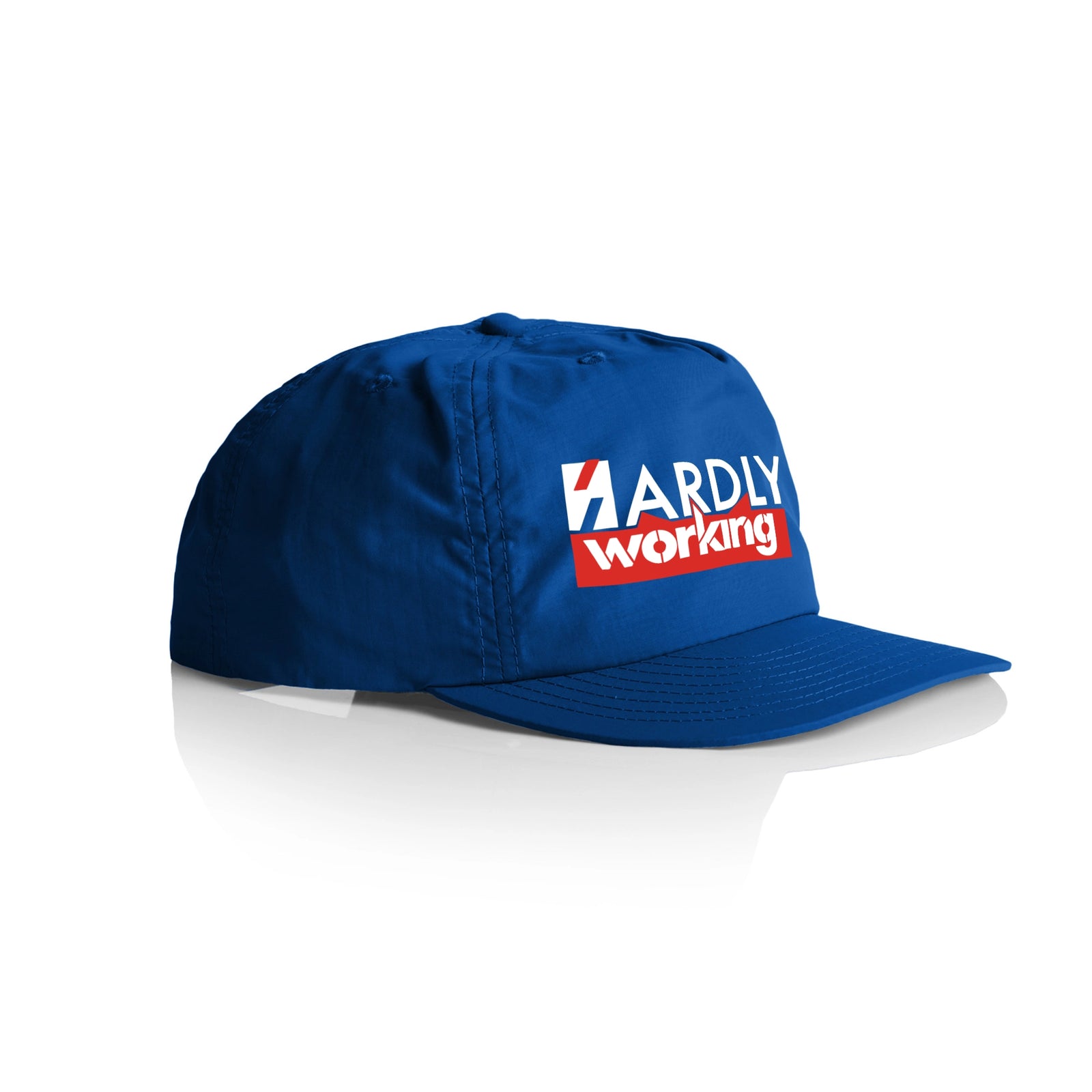 Royal Blue active cap with Hardly Working Hat graphic by Lonely Kids Club