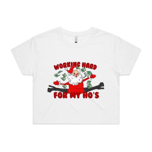 Working Hard For My Ho's Tee by Lonely Kids Club. All clothing from our T-shirts to our shorts and hoodies are ethically made, and printed packed and shipped from Sydney.