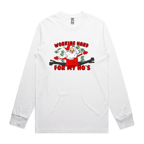 Working Hard For My Ho's Tee by Lonely Kids Club. All clothing from our T-shirts to our shorts and hoodies are ethically made, and printed packed and shipped from Sydney.