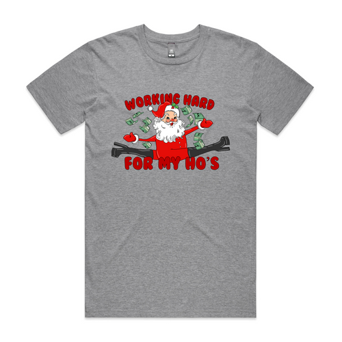 Working Hard For My Ho's Tee by Lonely Kids Club. All clothing from our T-shirts to our shorts and hoodies are ethically made, and printed packed and shipped from Sydney.