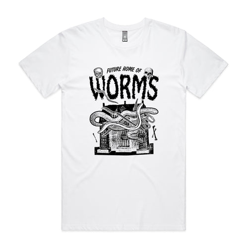Home Of Worms Tee by Lonely Kids Club. All clothing from our T-shirts to our shorts and hoodies are ethically made, and printed packed and shipped from Sydney.