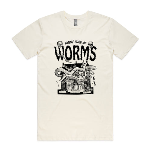 Home Of Worms Tee by Lonely Kids Club. All clothing from our T-shirts to our shorts and hoodies are ethically made, and printed packed and shipped from Sydney.