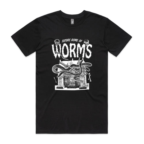 Home Of Worms Tee by Lonely Kids Club. All clothing from our T-shirts to our shorts and hoodies are ethically made, and printed packed and shipped from Sydney.