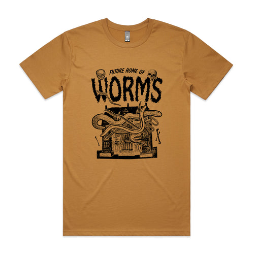 Home Of Worms Tee by Lonely Kids Club. All clothing from our T-shirts to our shorts and hoodies are ethically made, and printed packed and shipped from Sydney.