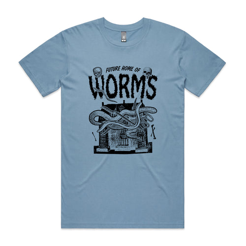 Home Of Worms Tee by Lonely Kids Club. All clothing from our T-shirts to our shorts and hoodies are ethically made, and printed packed and shipped from Sydney.