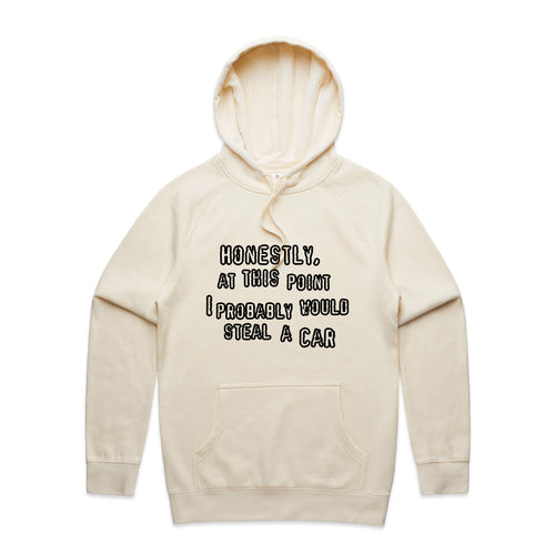 Would Steal A Car Hoodie by Lonely Kids Club. All clothing from our T-shirts to our shorts and hoodies are ethically made, and printed packed and shipped from Sydney.
