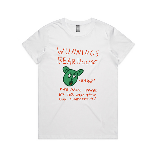 Wunnings Bearhouse Tee by Lonely Kids Club. All clothing from our T-shirts to our shorts and hoodies are ethically made, and printed packed and shipped from Sydney.