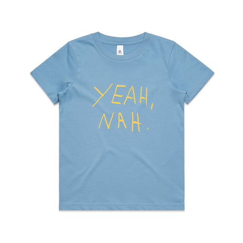 Yeah Nah Kids Tee by Lonely Kids Club. All clothing from our T-shirts to our shorts and hoodies are ethically made, and printed packed and shipped from Sydney.