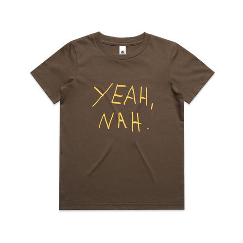 Yeah Nah Kids Tee by Lonely Kids Club. All clothing from our T-shirts to our shorts and hoodies are ethically made, and printed packed and shipped from Sydney.