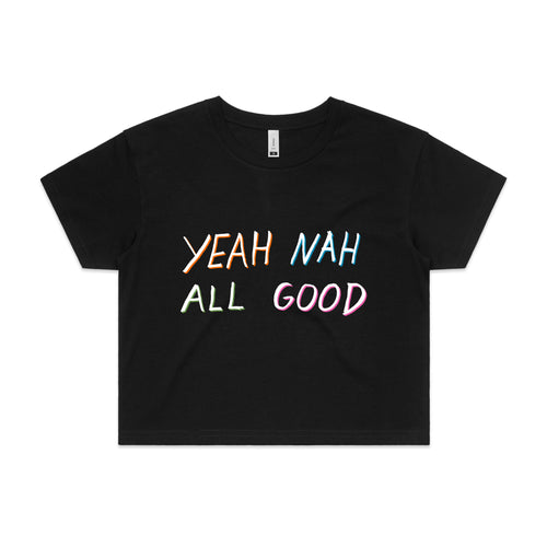 Yeah Nah All Good Tee by Lonely Kids Club. All clothing from our T-shirts to our shorts and hoodies are ethically made, and printed packed and shipped from Sydney.