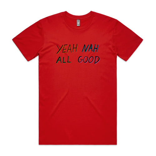 Yeah Nah All Good Tee by Lonely Kids Club. All clothing from our T-shirts to our shorts and hoodies are ethically made, and printed packed and shipped from Sydney.