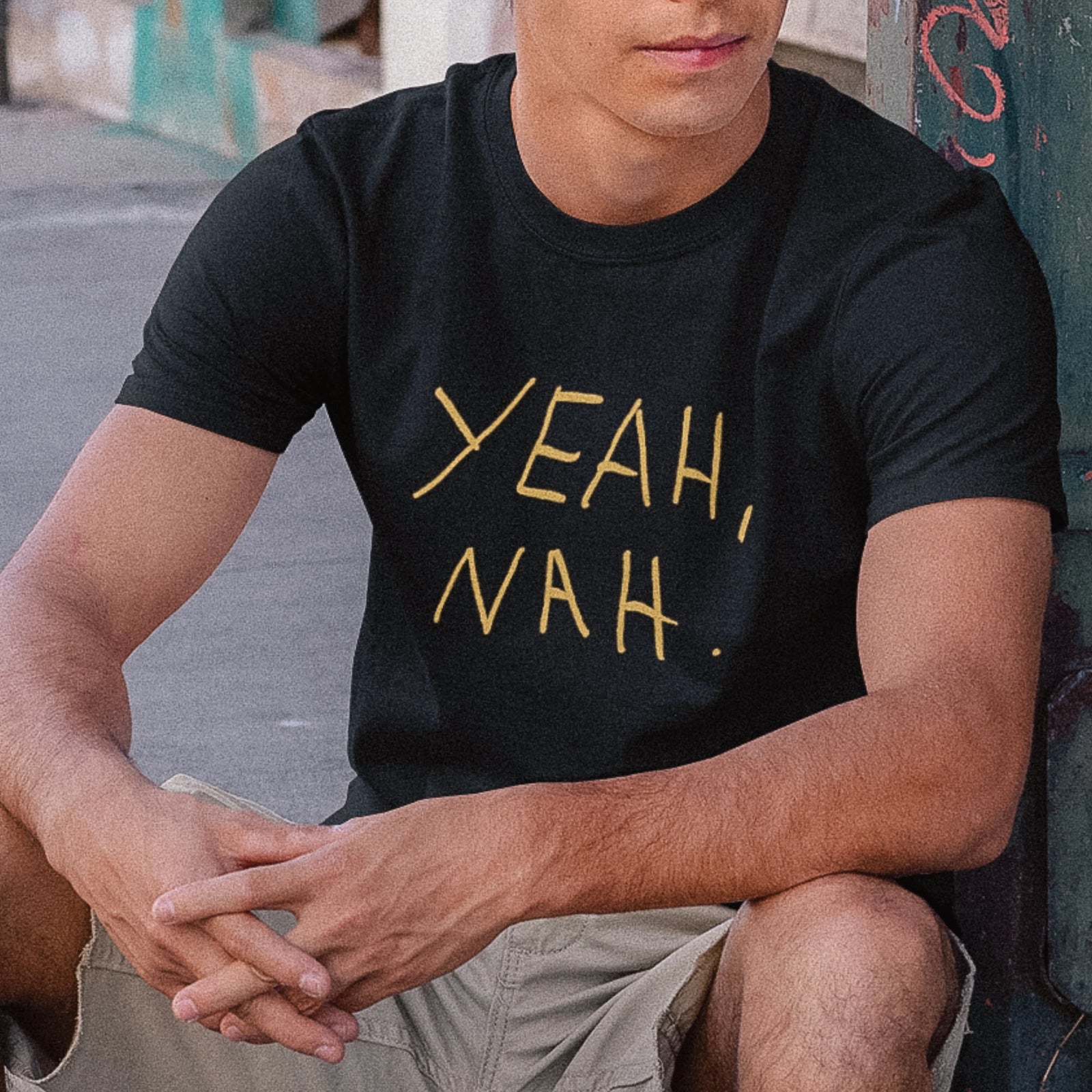 Yeah Nah Tee by Lonely Kids Club. All clothing from our T-shirts to our shorts and hoodies are ethically made, and printed packed and shipped from Sydney.