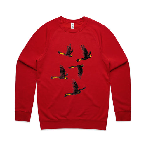 Yellow Tailed Black Cockatoos Jumper by Lonely Kids Club. All clothing from our T-shirts to our shorts and hoodies are ethically made, and printed packed and shipped from Sydney.
