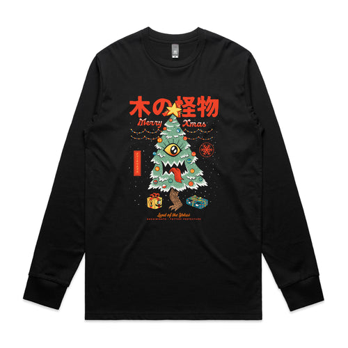 Yokai Xmas Tree Tee by Lonely Kids Club. All clothing from our T-shirts to our shorts and hoodies are ethically made, and printed packed and shipped from Sydney.