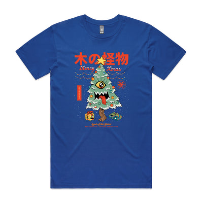 Yokai Xmas Tree Tee by Lonely Kids Club. All clothing from our T-shirts to our shorts and hoodies are ethically made, and printed packed and shipped from Sydney.