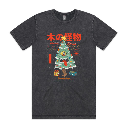 Yokai Xmas Tree Tee by Lonely Kids Club. All clothing from our T-shirts to our shorts and hoodies are ethically made, and printed packed and shipped from Sydney.