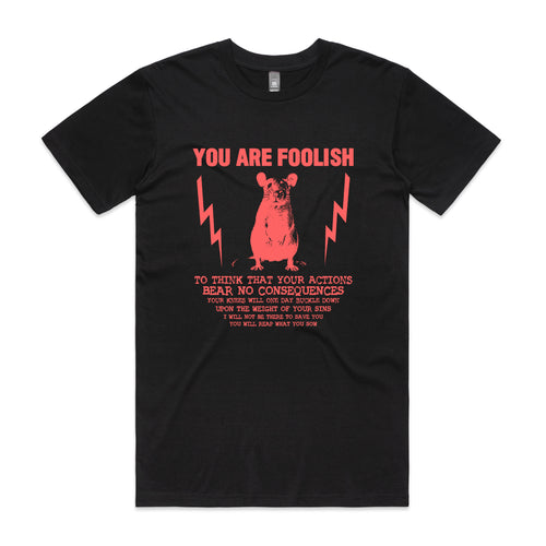 You Are Foolish Tee by Lonely Kids Club. All clothing from our T-shirts to our shorts and hoodies are ethically made, and printed packed and shipped from Sydney.