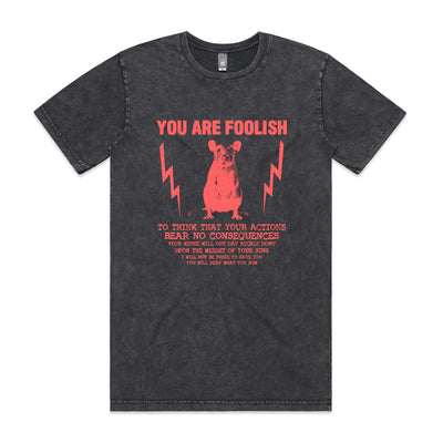 You Are Foolish Tee by Lonely Kids Club. All clothing from our T-shirts to our shorts and hoodies are ethically made, and printed packed and shipped from Sydney.
