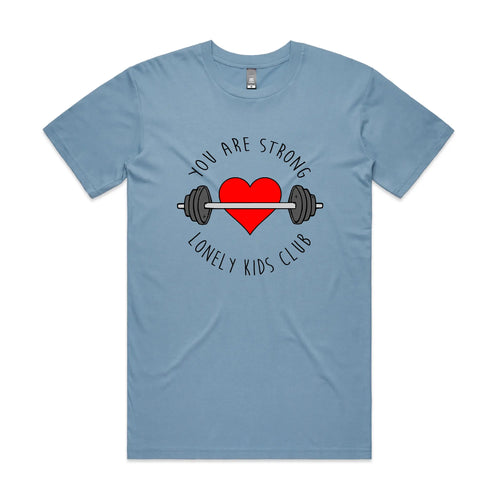 You Are Strong Tee by Lonely Kids Club. All clothing from our T-shirts to our shorts and hoodies are ethically made, and printed packed and shipped from Sydney.