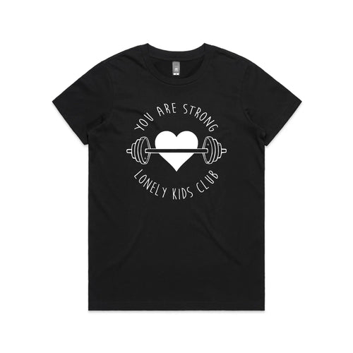 You Are Strong Tee by Lonely Kids Club. All clothing from our T-shirts to our shorts and hoodies are ethically made, and printed packed and shipped from Sydney.