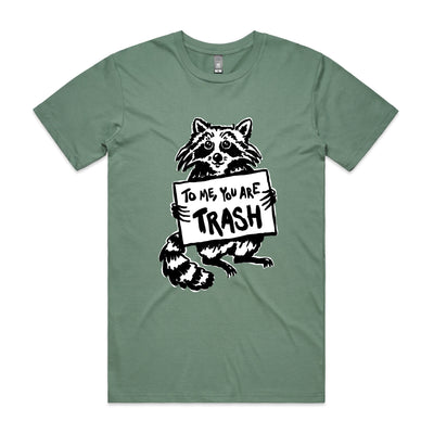 You Are Trash Tee by Lonely Kids Club. All clothing from our T-shirts to our shorts and hoodies are ethically made, and printed packed and shipped from Sydney.