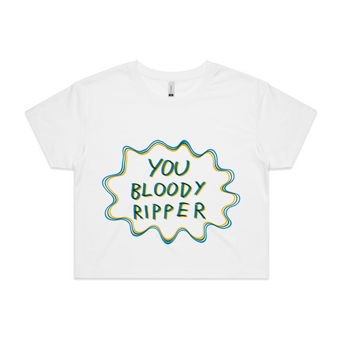 You Bloody Ripper Tee by Lonely Kids Club. All clothing from our T-shirts to our shorts and hoodies are ethically made, and printed packed and shipped from Sydney.