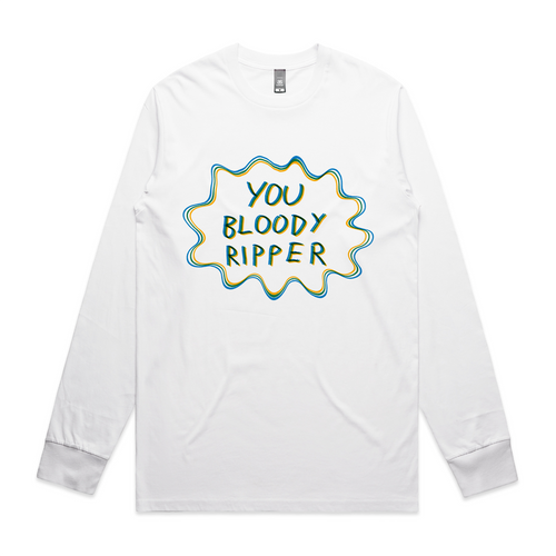 You Bloody Ripper Tee by Lonely Kids Club. All clothing from our T-shirts to our shorts and hoodies are ethically made, and printed packed and shipped from Sydney.