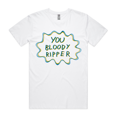 You Bloody Ripper Tee by Lonely Kids Club. All clothing from our T-shirts to our shorts and hoodies are ethically made, and printed packed and shipped from Sydney.