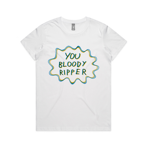 You Bloody Ripper Tee by Lonely Kids Club. All clothing from our T-shirts to our shorts and hoodies are ethically made, and printed packed and shipped from Sydney.