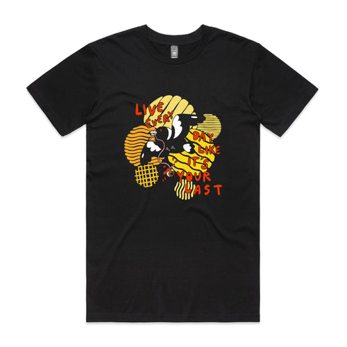 Your Last Day Tee by Lonely Kids Club. All clothing from our T-shirts to our shorts and hoodies are ethically made, and printed packed and shipped from Sydney.