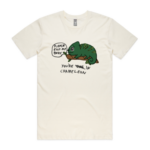 You're In Chameleon Tee by Lonely Kids Club. All clothing from our T-shirts to our shorts and hoodies are ethically made, and printed packed and shipped from Sydney.