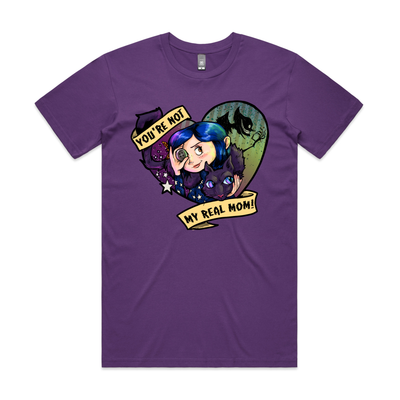 You're Not My Real Mom Tee by Lonely Kids Club. All clothing from our T-shirts to our shorts and hoodies are ethically made, and printed packed and shipped from Sydney.