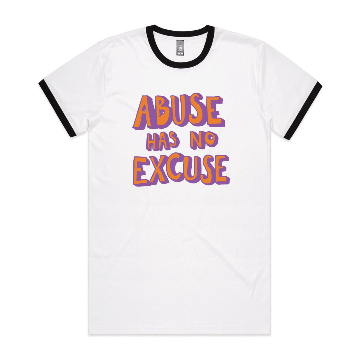 Abuse Has No Excuse t-shirt design, artwork by Claire Harrison for Lonely Kids Club