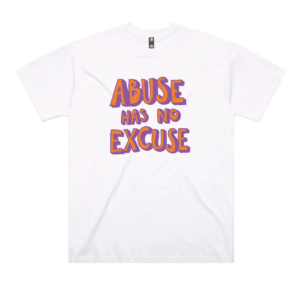 Abuse Has No Excuse t-shirt design, artwork by Claire Harrison for Lonely Kids Club