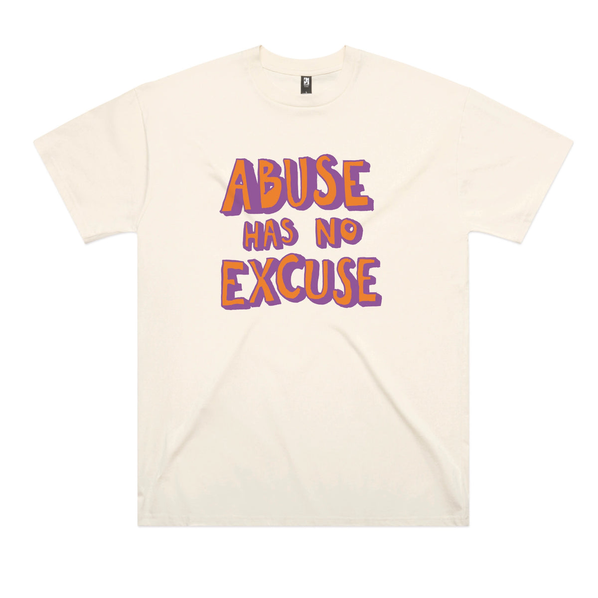 Abuse Has No Excuse t-shirt design, artwork by Claire Harrison for Lonely Kids Club