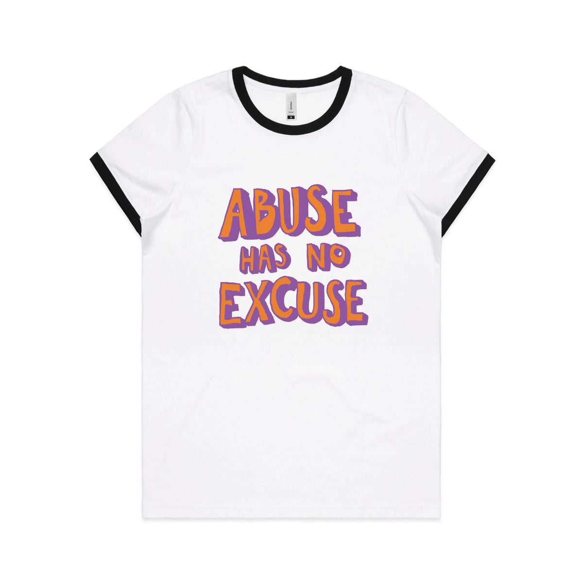 Abuse Has No Excuse t-shirt design, artwork by Claire Harrison for Lonely Kids Club