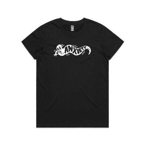 Anxiety Ghost Tee by Lonely Kids Club. All clothing from our T-shirts to our shorts and hoodies are ethically made, and printed packed and shipped from Sydney.