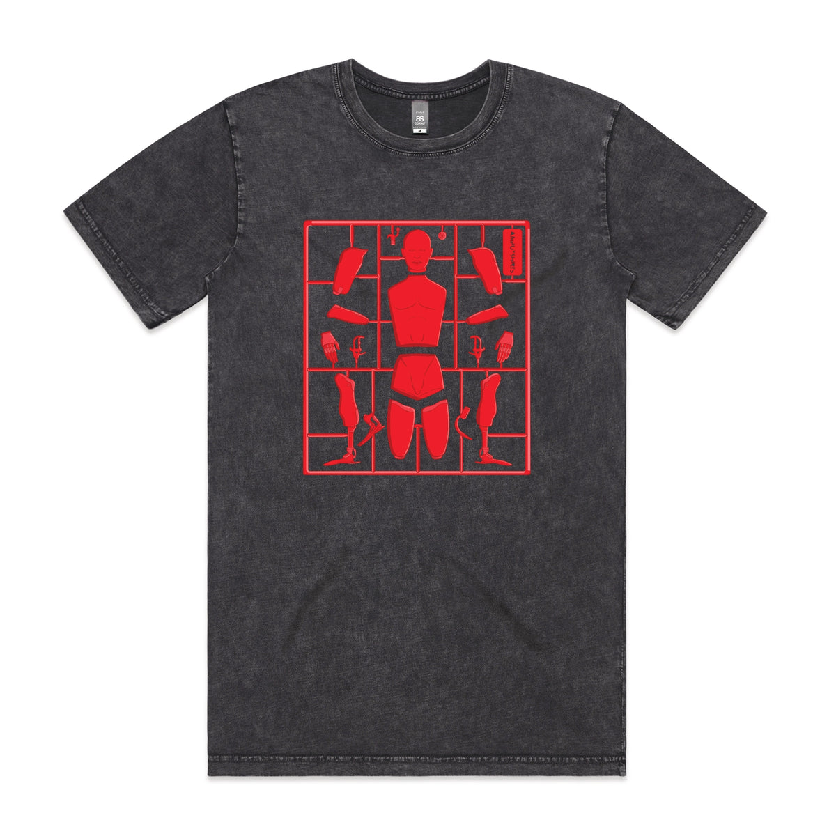 Acid Wash unisex t-shirt with Some Assembly Required graphic by Lonely Kids Club