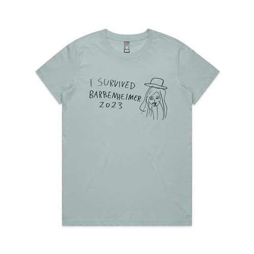 I Survived Barbenheimer Tee by Lonely Kids Club. All clothing from our T-shirts to our shorts and hoodies are ethically made, and printed packed and shipped from Sydney.