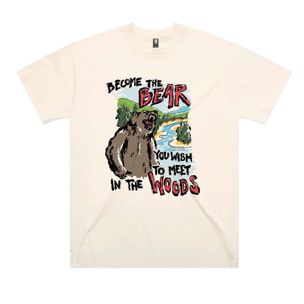 Ecru oversized t-shirt with Become The Bear graphic by Lonely Kids Club