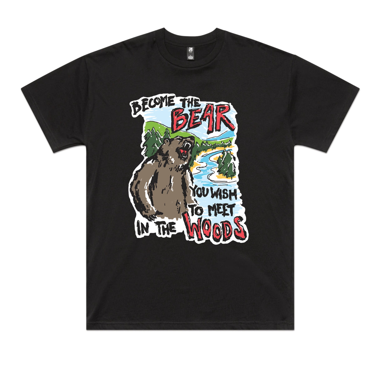 Black oversized t-shirt with Become The Bear graphic by Lonely Kids Club