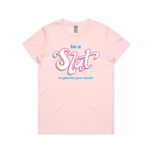 Be A Slut Pan Tee by Lonely Kids Club. All clothing from our T-shirts to our shorts and hoodies are ethically made, and printed packed and shipped from Sydney.