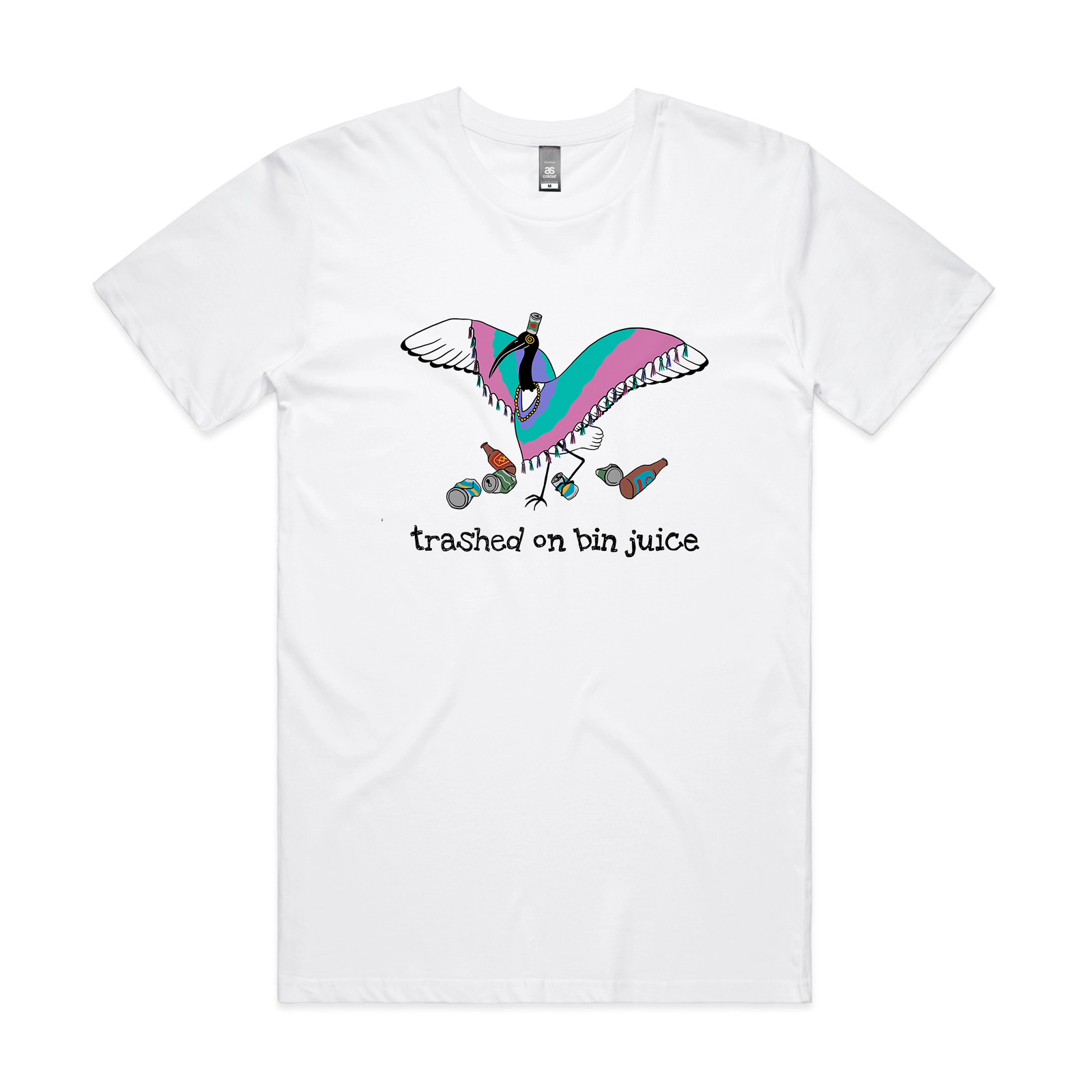 Bin Juice Tee by Lonely Kids Club. All clothing from our T-shirts to our shorts and hoodies are ethically made, and printed packed and shipped from Sydney.