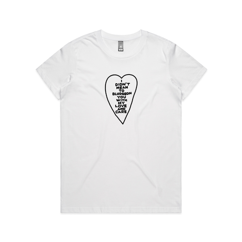 Bludgeon You With Love Tee by Lonely Kids Club. All clothing from our T-shirts to our shorts and hoodies are ethically made, and printed packed and shipped from Sydney.