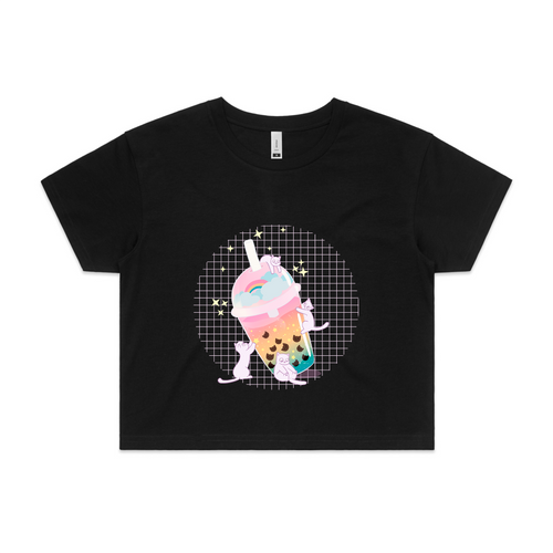 Boba Cats Tee by Lonely Kids Club. All clothing from our T-shirts to our shorts and hoodies are ethically made, and printed packed and shipped from Sydney.