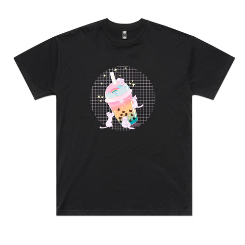 Boba Cats Tee by Lonely Kids Club. All clothing from our T-shirts to our shorts and hoodies are ethically made, and printed packed and shipped from Sydney.