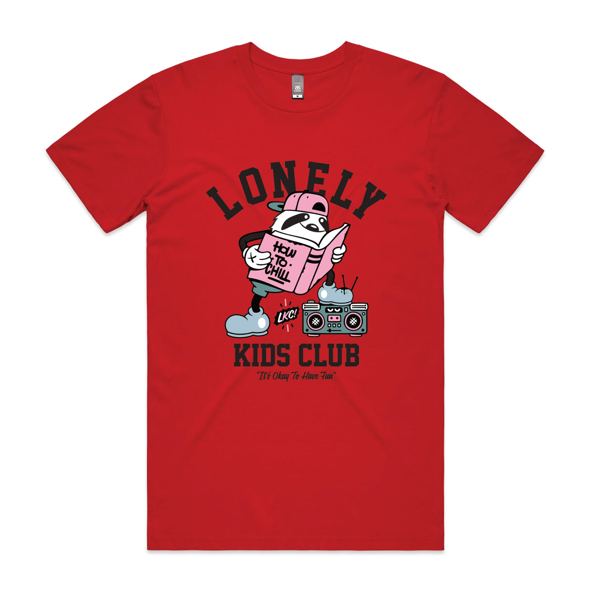 Red unisex t-shirt with Campus graphic by Lonely Kids Club